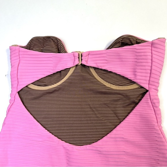 New Acacia Swimwear Brady Strapless Full Piece Dual Ribbed Swimsuit Pink Small - Picture 6 of 12